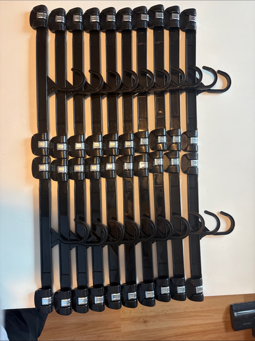 20 Black Plastic Pant Hangers - Multipack